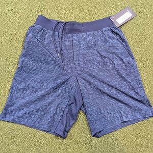 LULULEMON MENS T.H.E. SHORT 9" LINERLESS- HEATHER BLUE COLOR (HABM)
